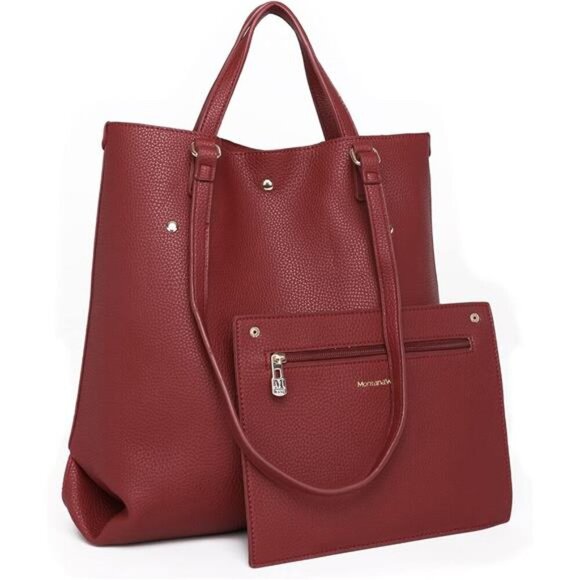 Tote Bag, Large Shoulder Handbag Red - Picture 3 of 5